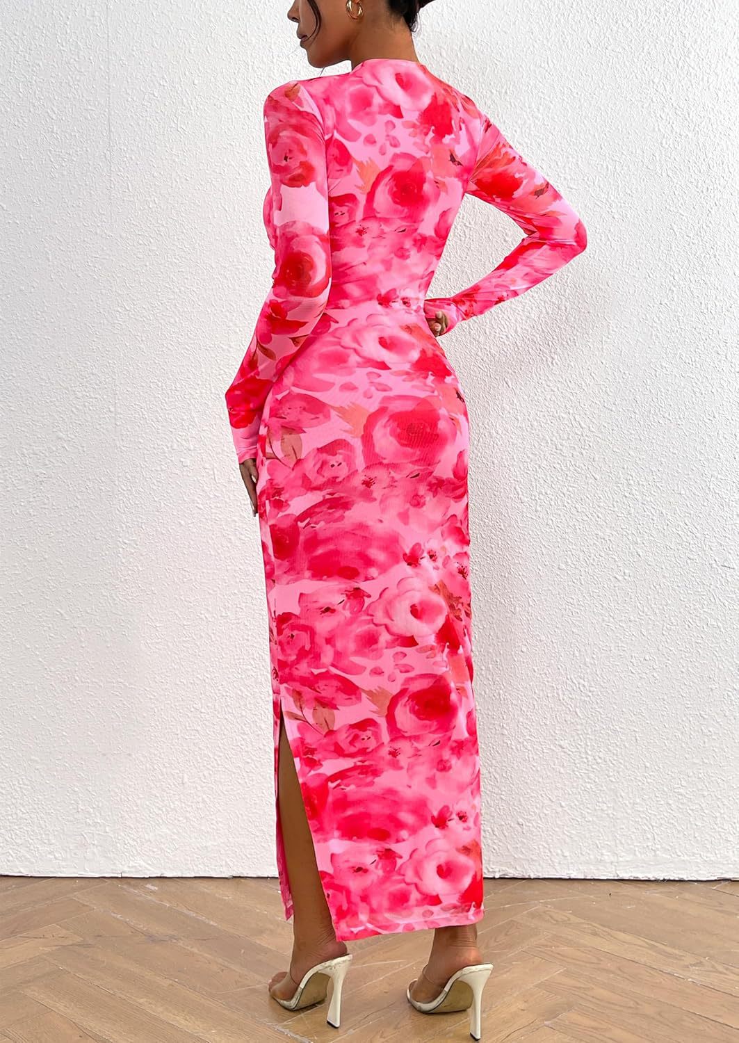 Printed Tight Pleated Slim Fit Dress