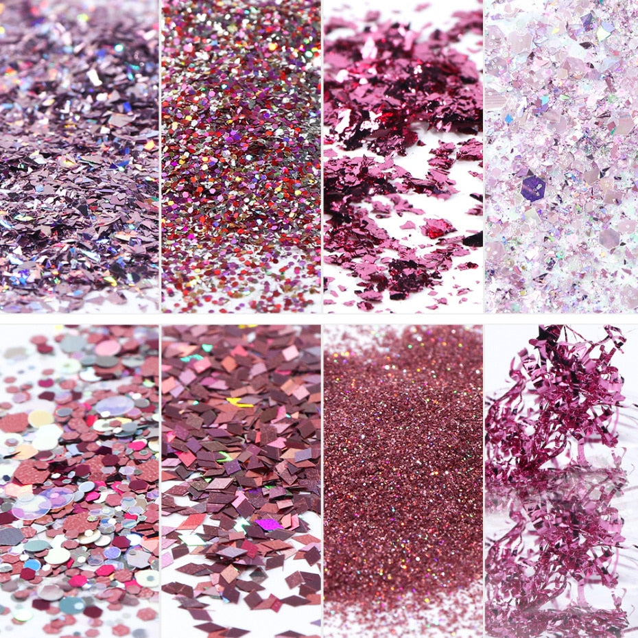 Mix Glitter Nail Art Powder Flakes Set