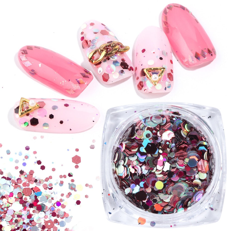 Mix Glitter Nail Art Powder Flakes Set