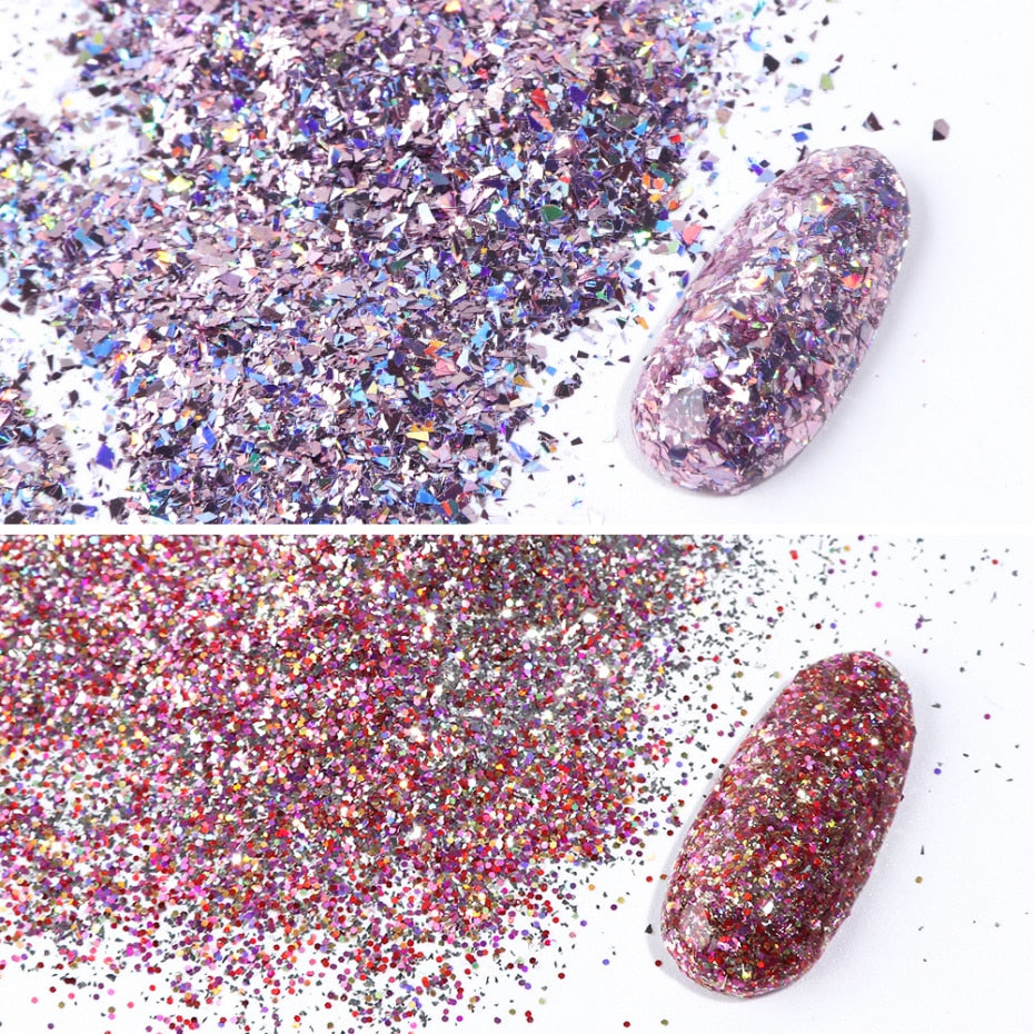 Mix Glitter Nail Art Powder Flakes Set