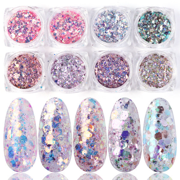 Mix Glitter Nail Art Powder Flakes Set