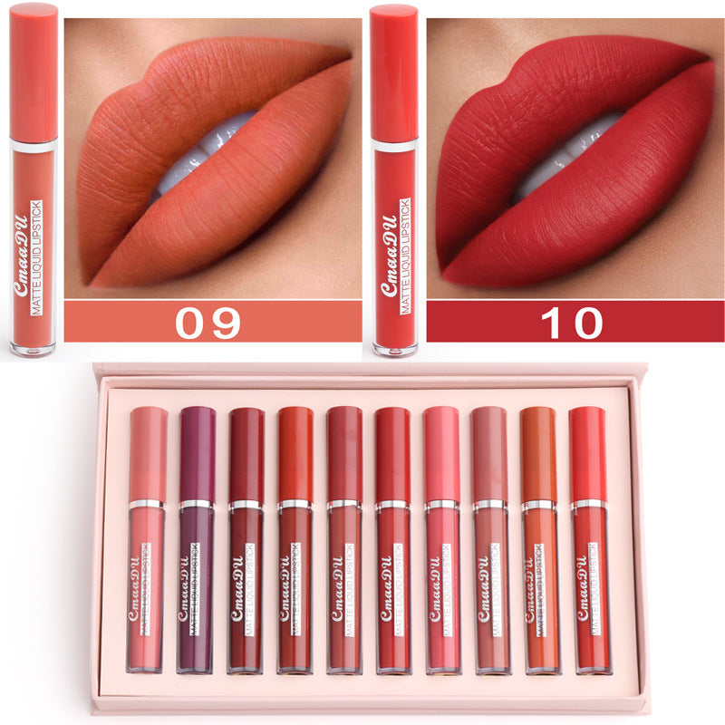 10pc Set Non-stick Cup Waterproof Matte Lipstick