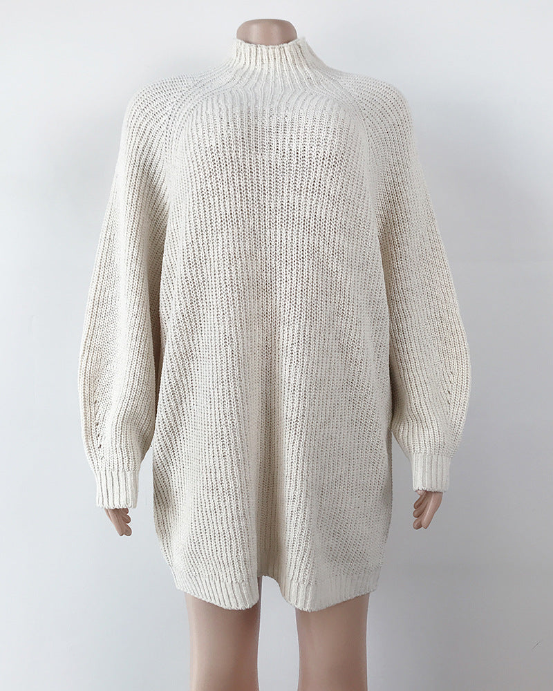 Long Solid Turtleneck Sweater Dress
