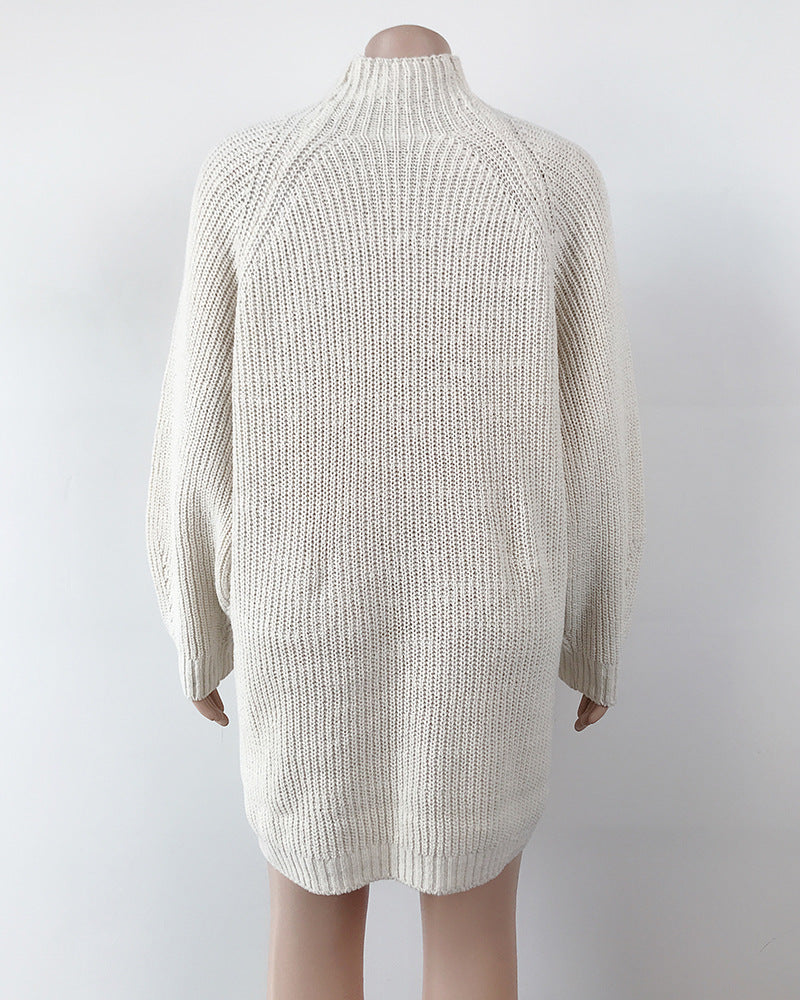 Long Solid Turtleneck Sweater Dress