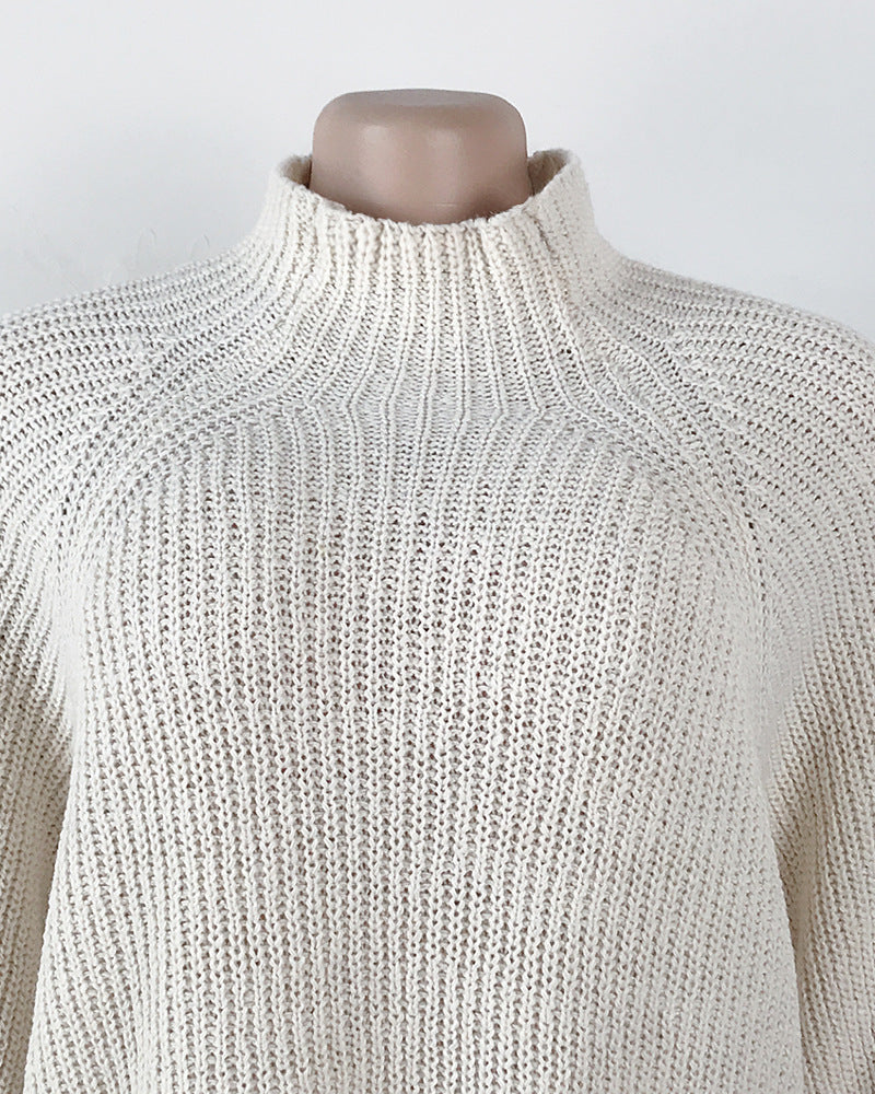 Long Solid Turtleneck Sweater Dress
