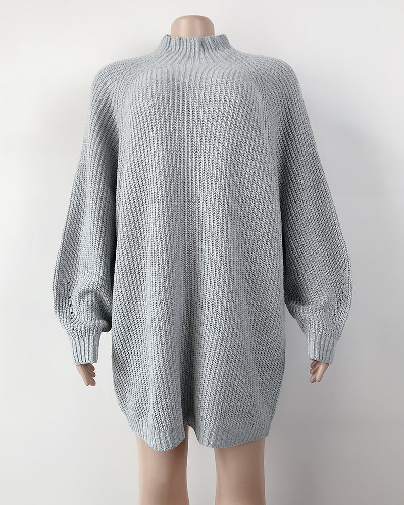 Long Solid Turtleneck Sweater Dress