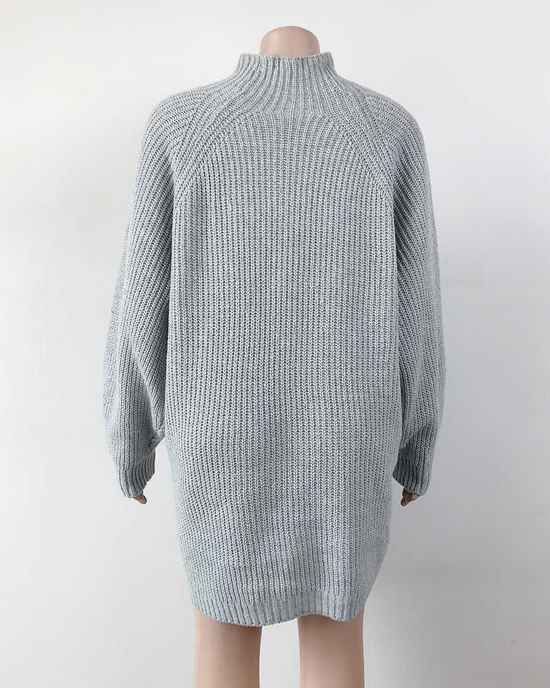 Long Solid Turtleneck Sweater Dress