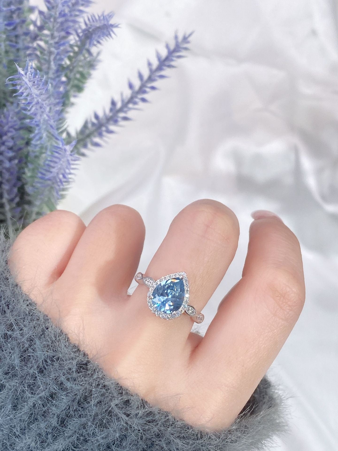 S925 Sterling Silver Colored Gem Ring