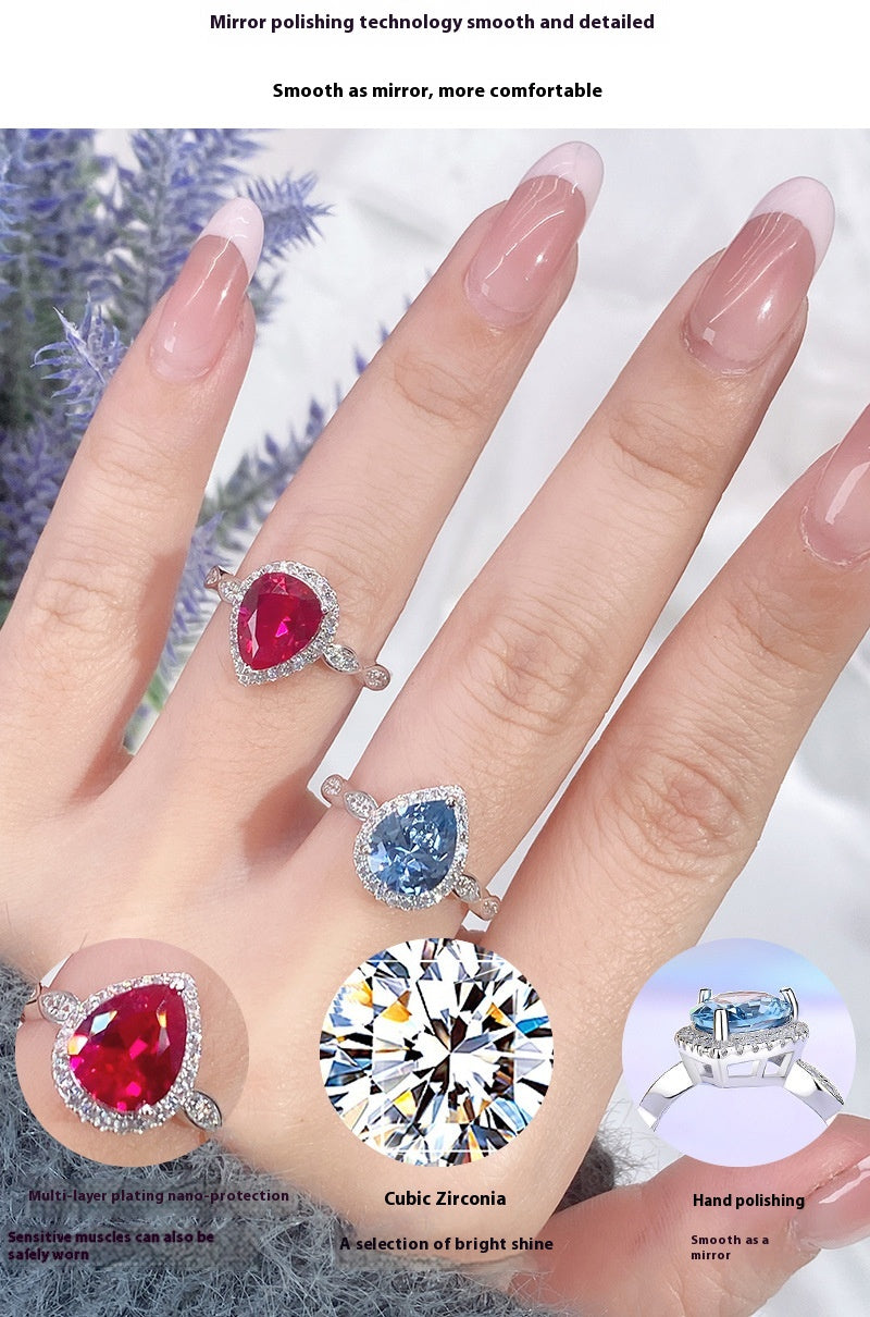 S925 Sterling Silver Colored Gem Ring
