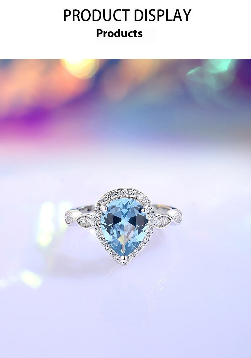 S925 Sterling Silver Colored Gem Ring
