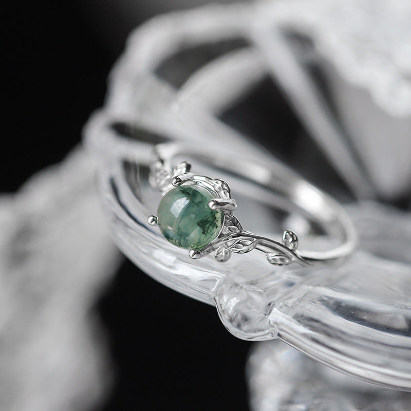 S925 Silver Agate Stone Finger Ring
