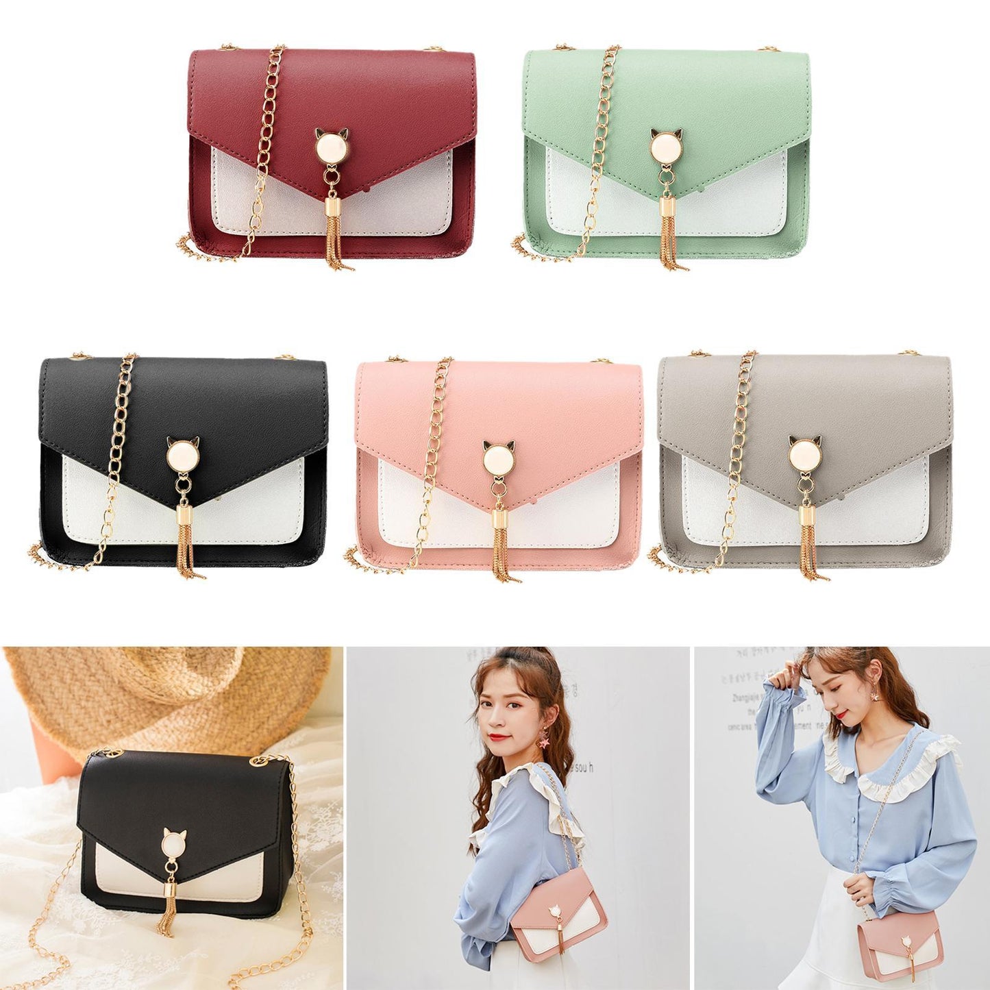 Messenger Bag W/ Cute Cat Tassel