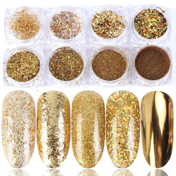 Mix Glitter Nail Art Powder Flakes Set