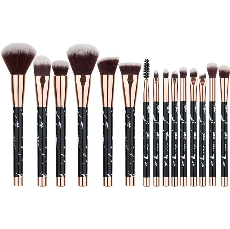 15 Pcs Marble Makeup Brush Set