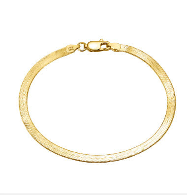 S925 Sterling Silver Flat Snake Bone Bracelet