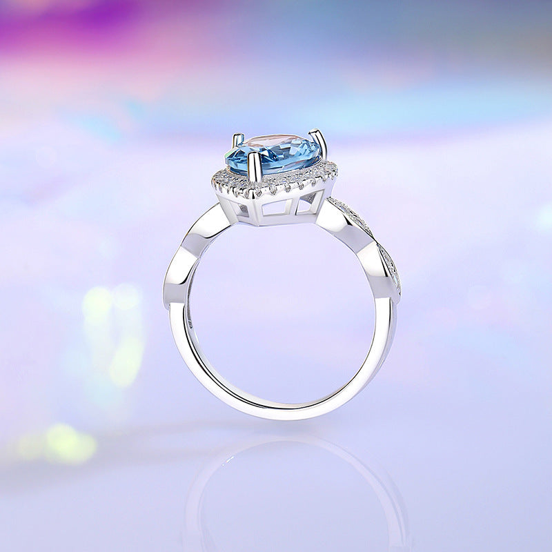 S925 Sterling Silver Colored Gem Ring