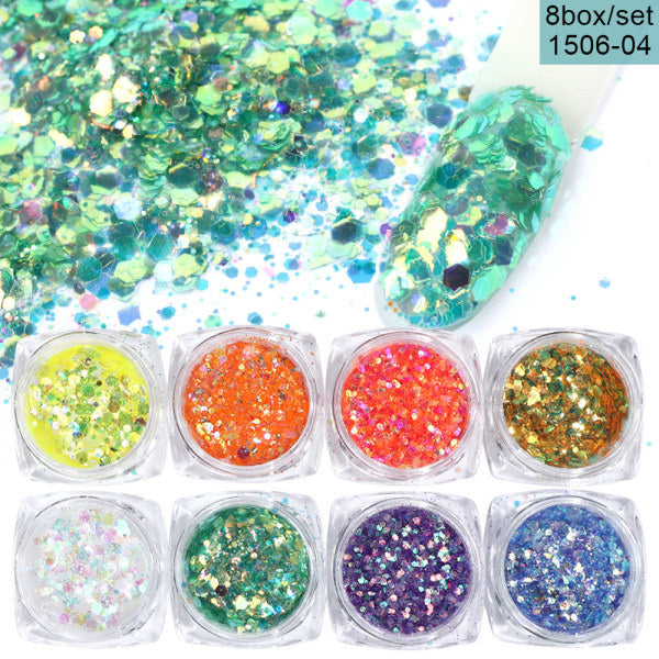 Mix Glitter Nail Art Powder Flakes Set