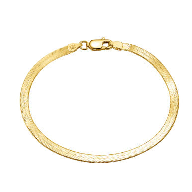 S925 Sterling Silver Flat Snake Bone Bracelet