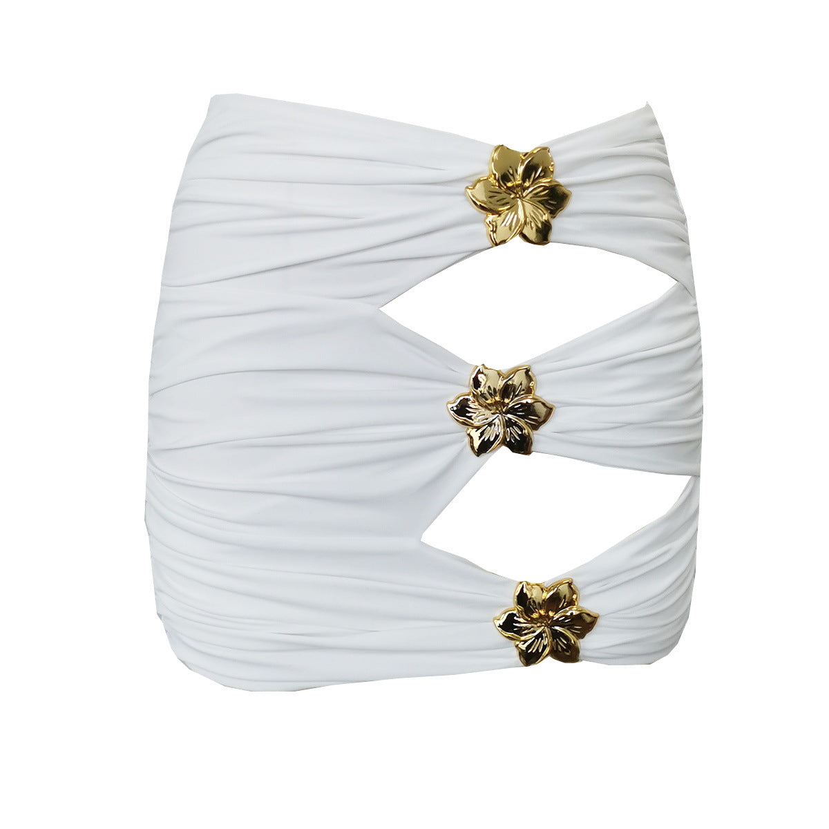 Hollow-Out Tube Top One-Piece Swimsuit W/ Skirt
