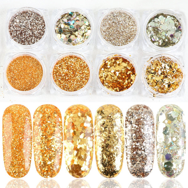 Mix Glitter Nail Art Powder Flakes Set