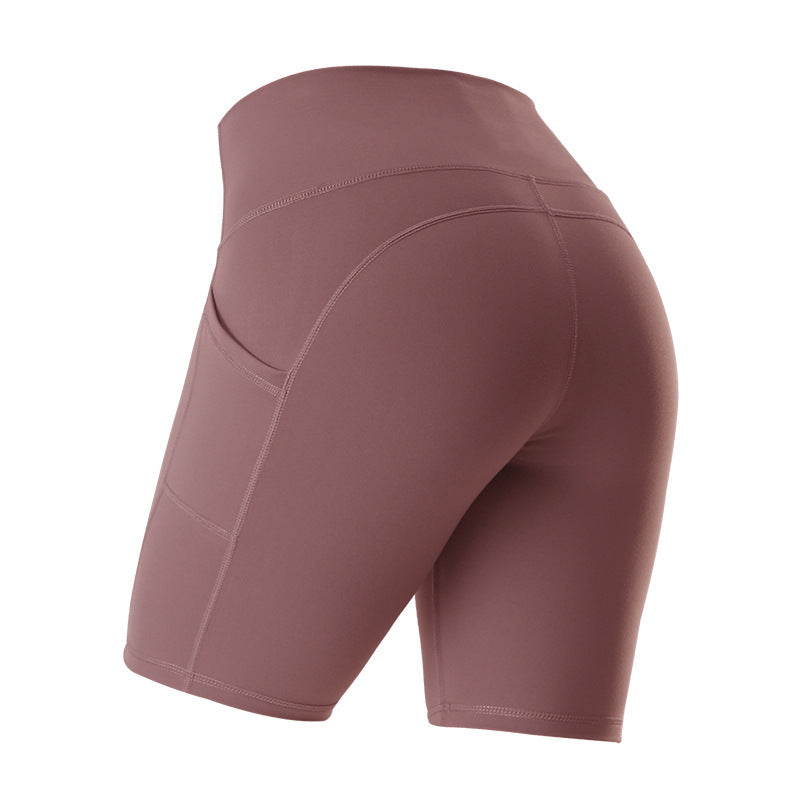 High Waist Elastic Yoga Shorts W/ Pockets