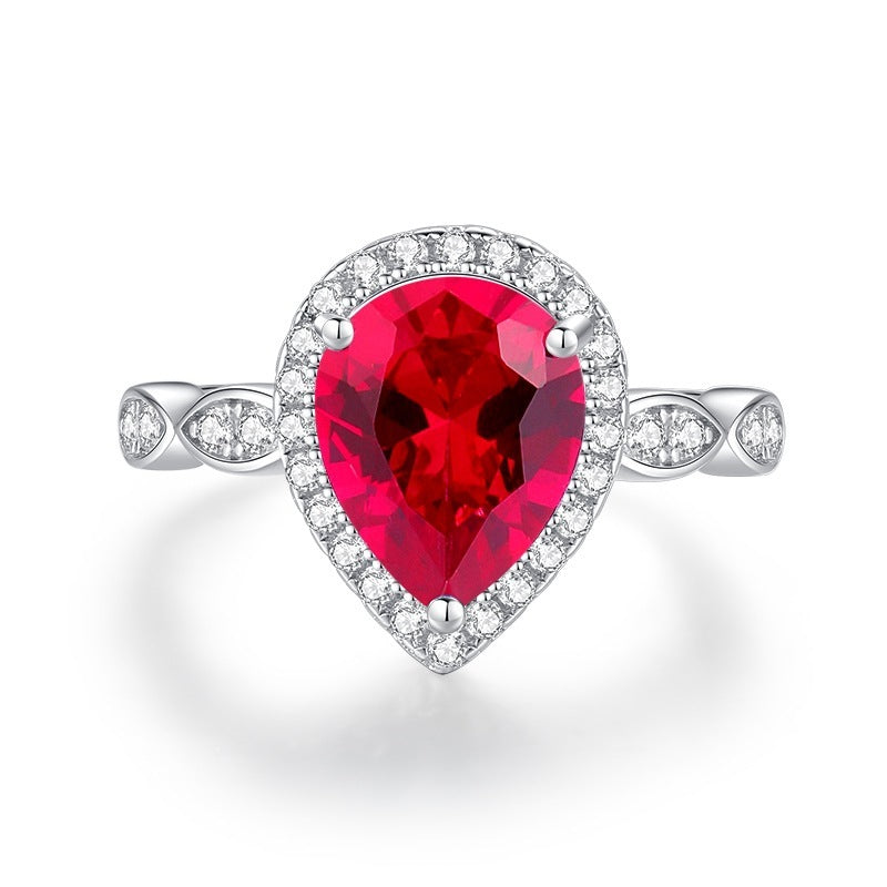S925 Sterling Silver Colored Gem Ring