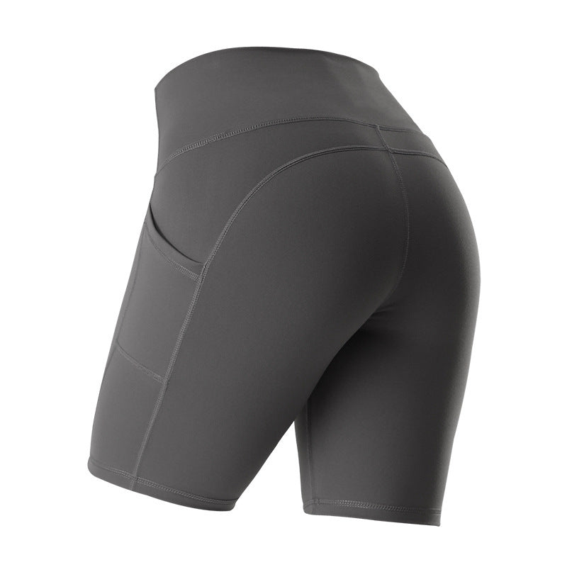 High Waist Elastic Yoga Shorts With Pockets
