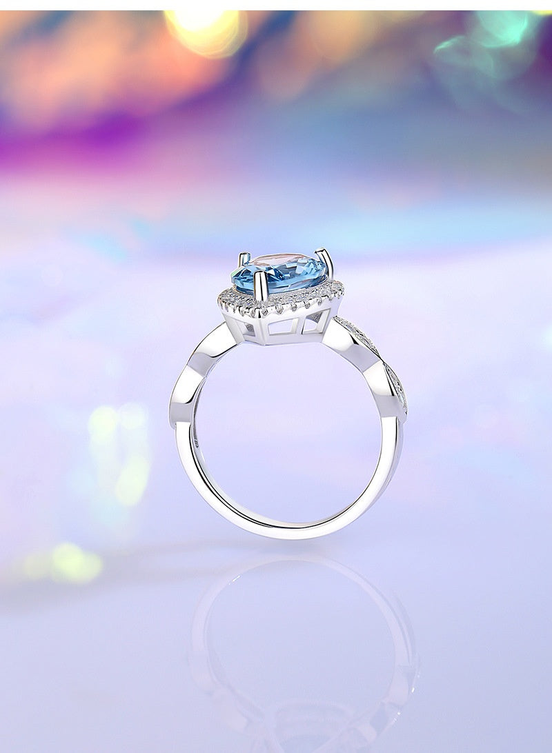 S925 Sterling Silver Colored Gem Ring
