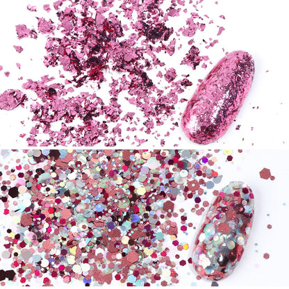 Mix Glitter Nail Art Powder Flakes Set