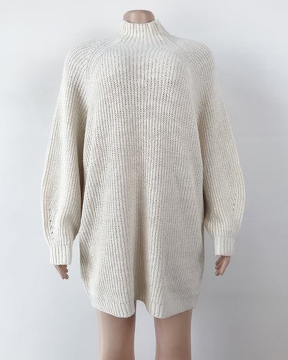 Long Solid Turtleneck Sweater Dress