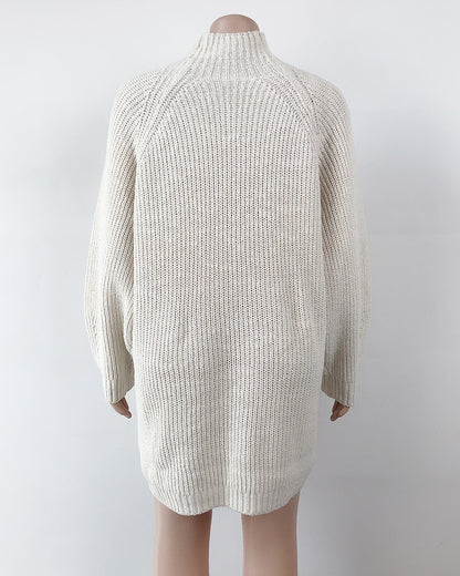 Long Solid Turtleneck Sweater Dress