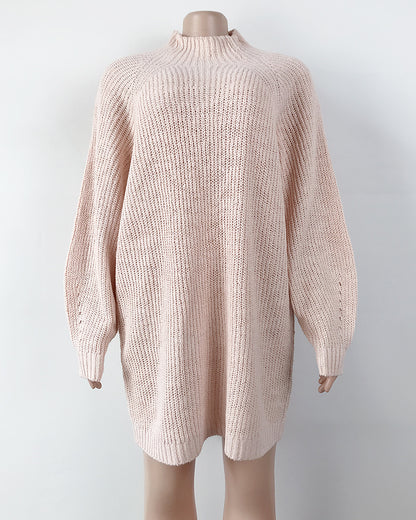 Long Solid Turtleneck Sweater Dress