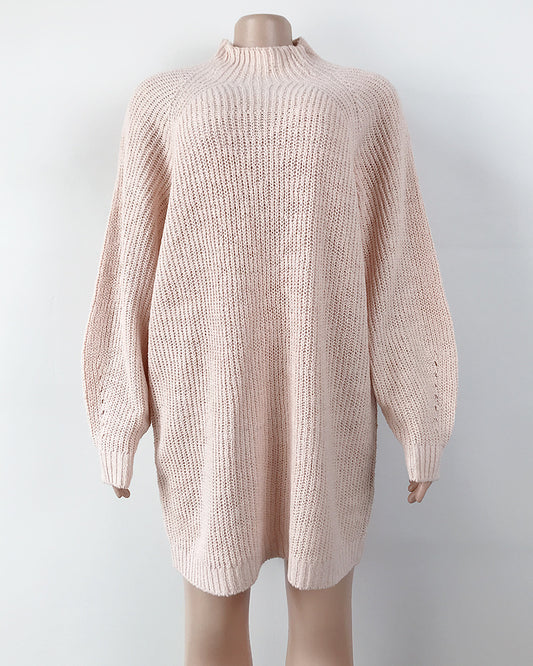 Long Solid Turtleneck Sweater Dress