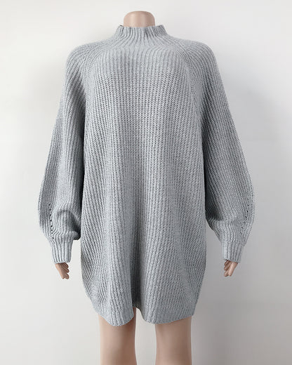 Long Solid Turtleneck Sweater Dress