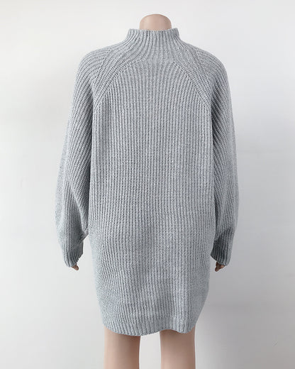 Long Solid Turtleneck Sweater Dress