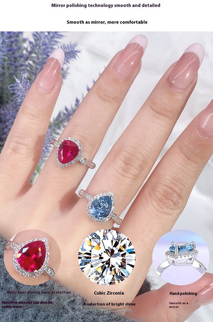 S925 Sterling Silver Colored Gem Ring