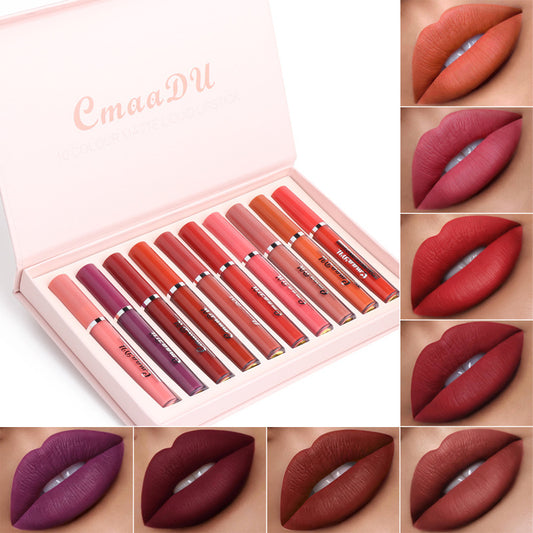 10pc Set Non-stick Cup Waterproof Matte Lipstick