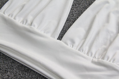 Halter Lace-up Top & Pleated Hip-Covering Skirt