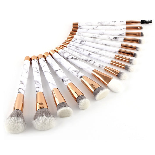 15 Pcs Marble Makeup Brush Set