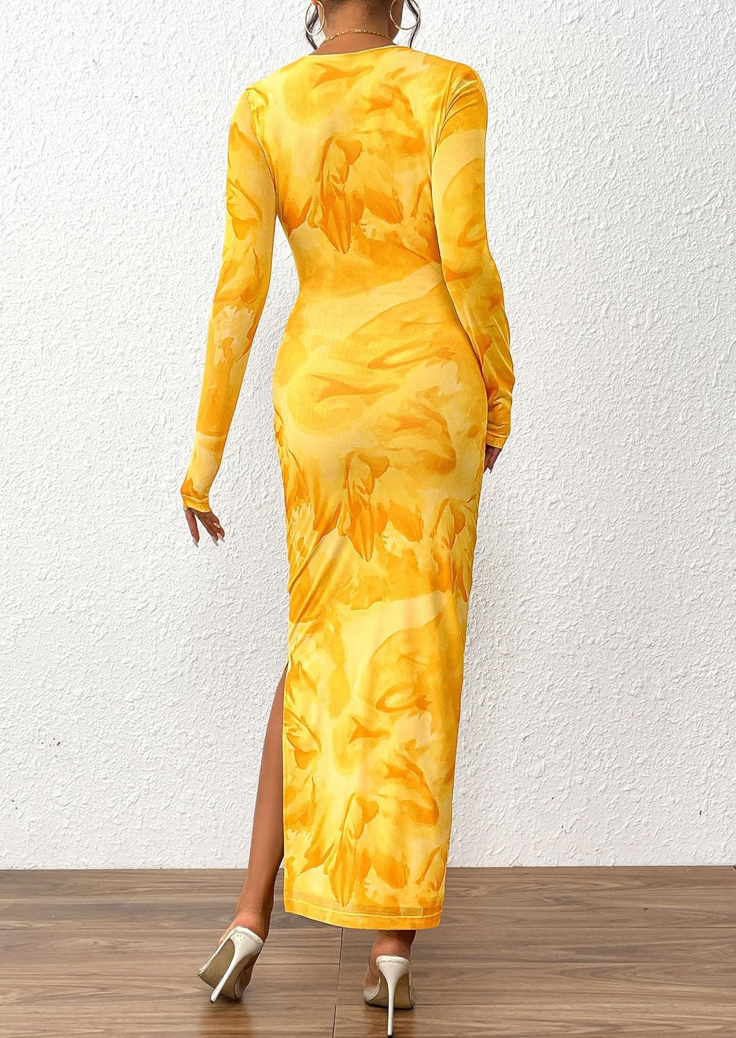 Printed Tight Pleated Slim Fit Dress
