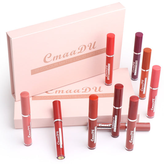 10pc Set Non-stick Cup Waterproof Matte Lipstick