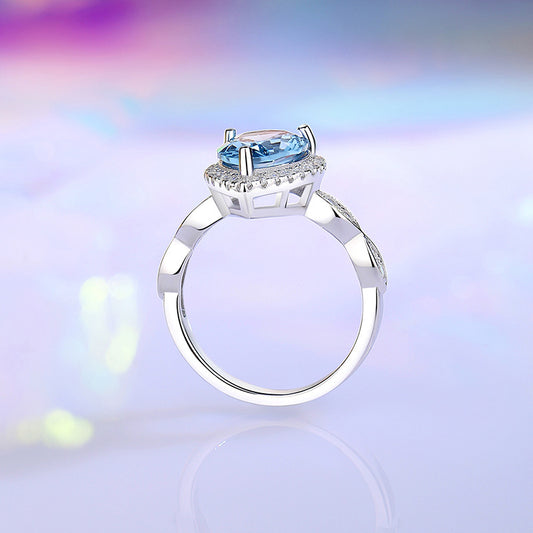 S925 Sterling Silver Colored Gem Ring