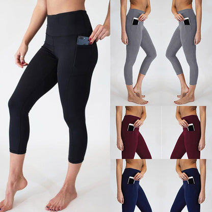 3 Pcs Set Solid Color Yoga Pants With Pockets