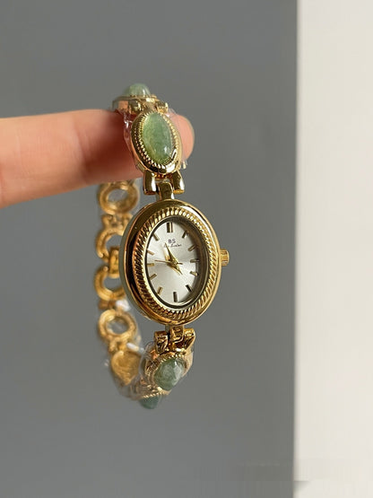 Small Female Jade Oval Dial Watch