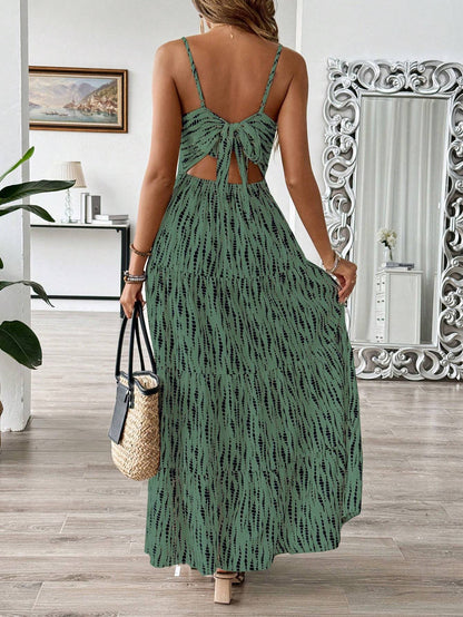Bohemian Style Suspender Maxi Stitching Dress