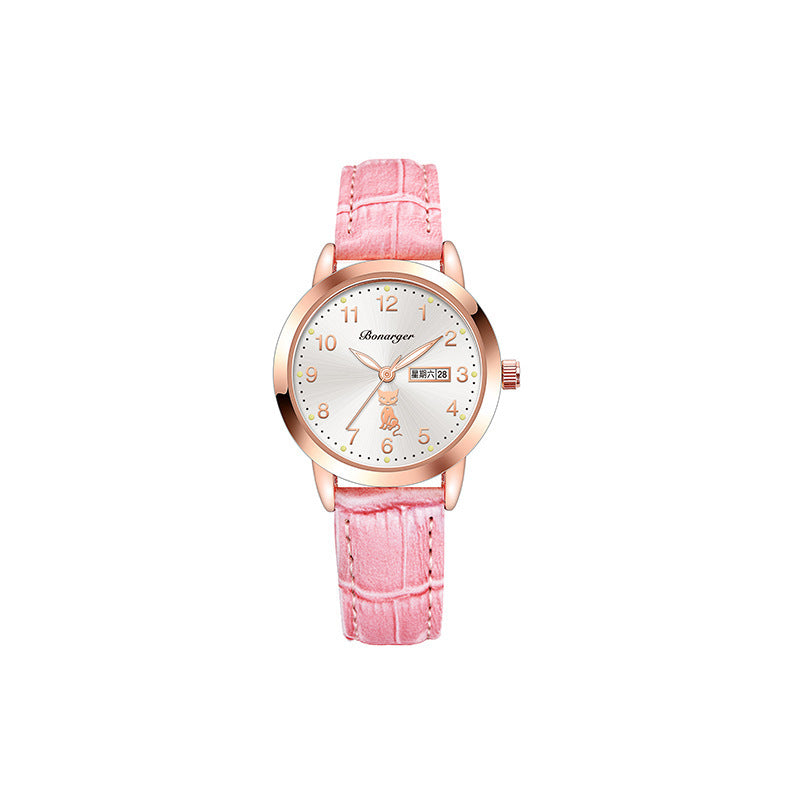 Women's Luminous Quartz Watch With Simple Waterproof Belt