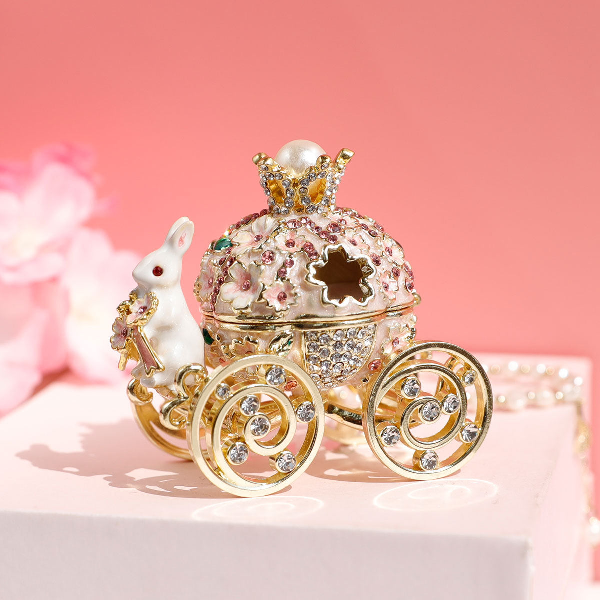 Creative Princess Carriage Cherry And Bunny Ornament Storage Box