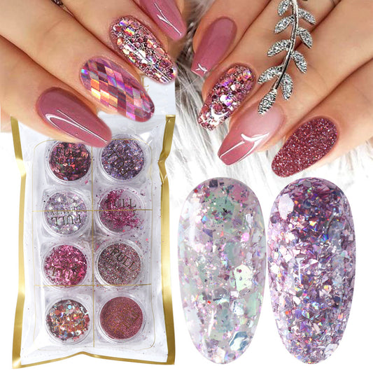 Mix Glitter Nail Art Powder Flakes Set