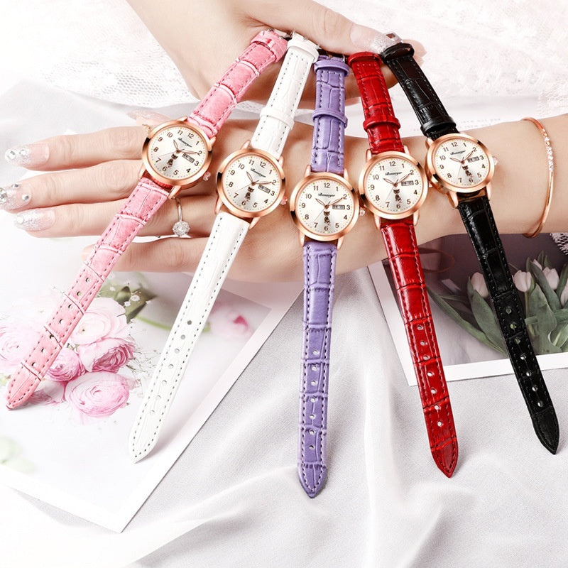 Women's Luminous Quartz Watch With Simple Waterproof Belt