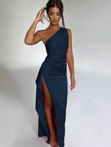 Sexy One-Shoulder Backless Slit Dress